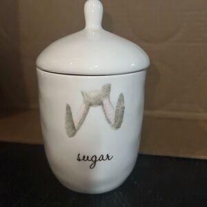 Rae Dunn White Ceramic Sugar Canister with Bunny Design